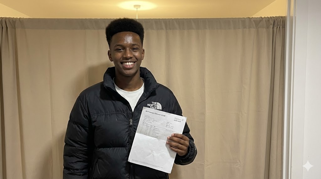 Ayesha P. with GCSE results